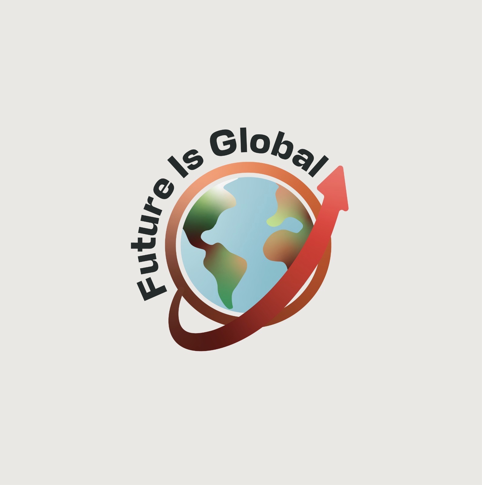 #FutureIsGlobal — a globe with an upward arrow